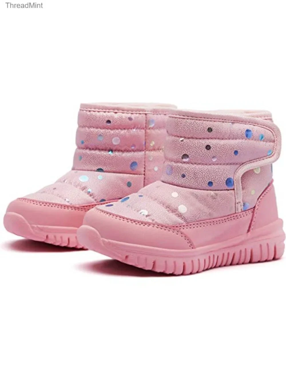 Kids Waterproof Winter Snow Boots Faux Fur Lining Hook & Loop Closure